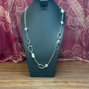 Chic Vintage Silver Necklace with Blue and Green Accents